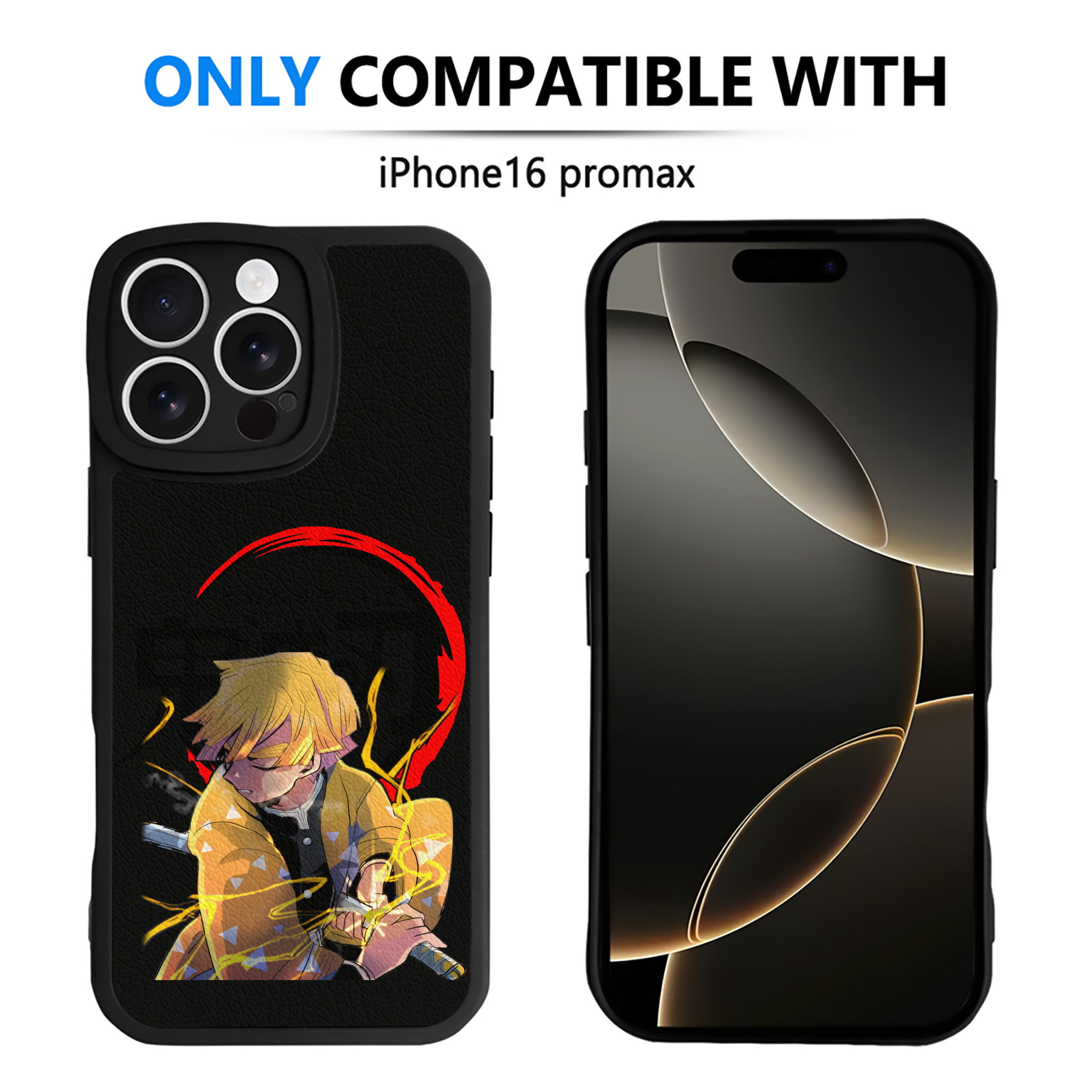 （画像用） 鬼滅の刃（きめつのやいば）我妻 善逸／あがつま ぜんいつ Agatsuma Zenitsu 【iPhone 16シリーズ対応】シリコンスマホケース（レザー調） 材質：シリコン